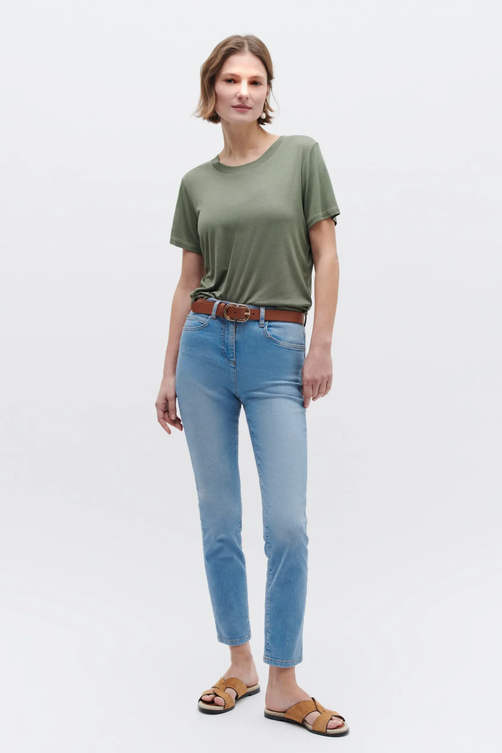 Cheap Tshirt Anna Vert Kaki Femme Tops Et T-Shirts