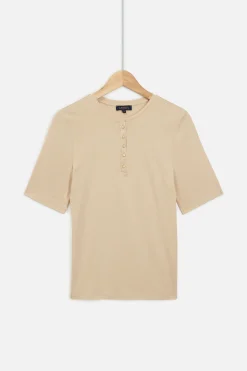 Cheap T-Shirt Boutonne Andrea Beige Femme Tops Et T-Shirts