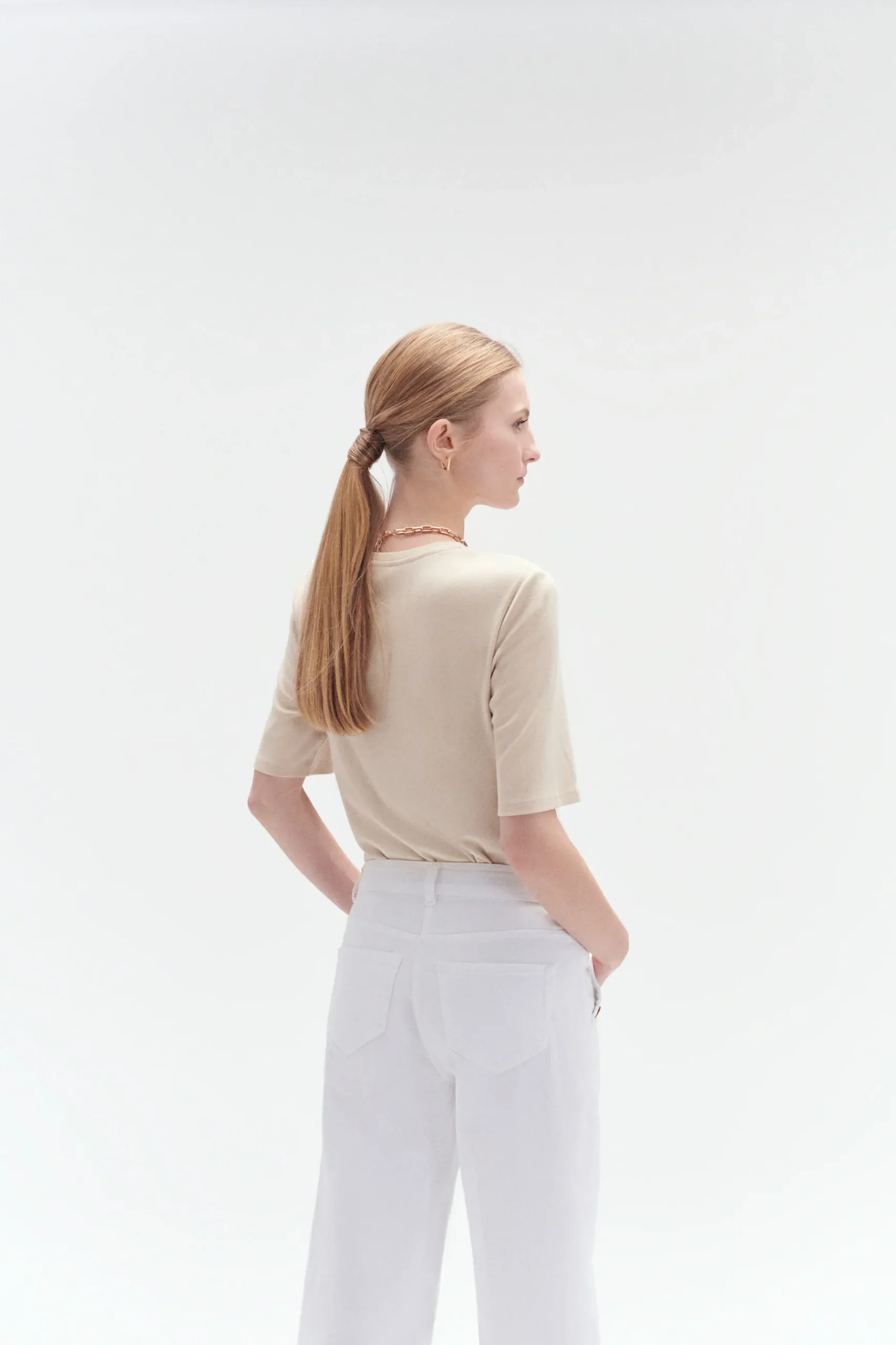 Cheap T-Shirt Boutonne Andrea Beige Femme Tops Et T-Shirts