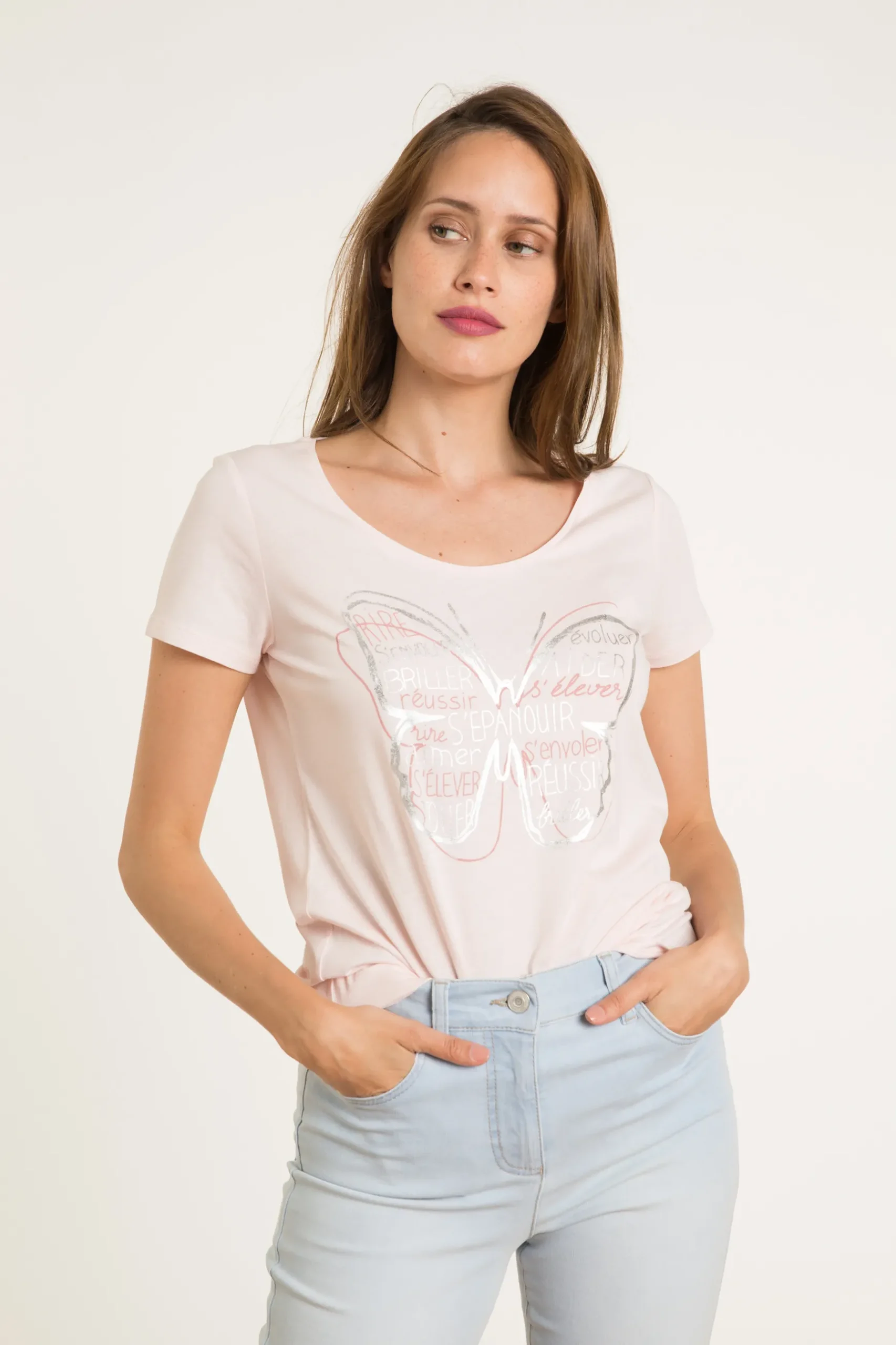Hot T-Shirt Jamelia Rose Pastel Femme Tops Et T-Shirts
