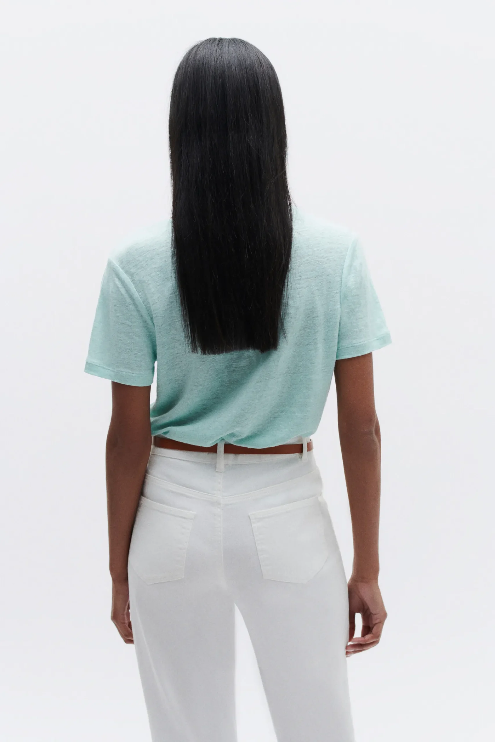 Outlet T-Shirt Lolita 100% Lin Vert Menthe Femme Tops Et T-Shirts