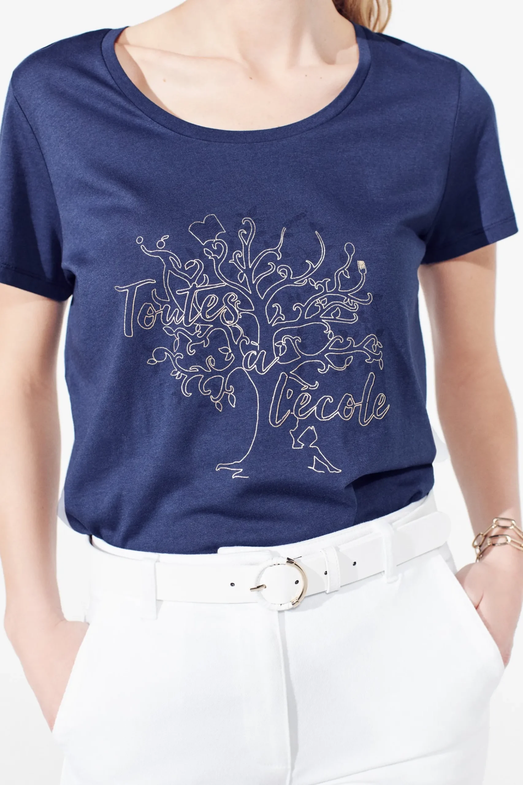 Flash Sale T-Shirt Nessa Bleu Marine Femme Tops Et T-Shirts