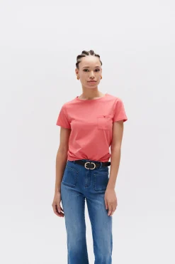Best Sale T-Shirt Ninon Rose Corail Femme Tops Et T-Shirts