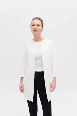 Flash Sale Veste Longueur Midi Et Coupe Structuree. Ivoire Femme Manteaux